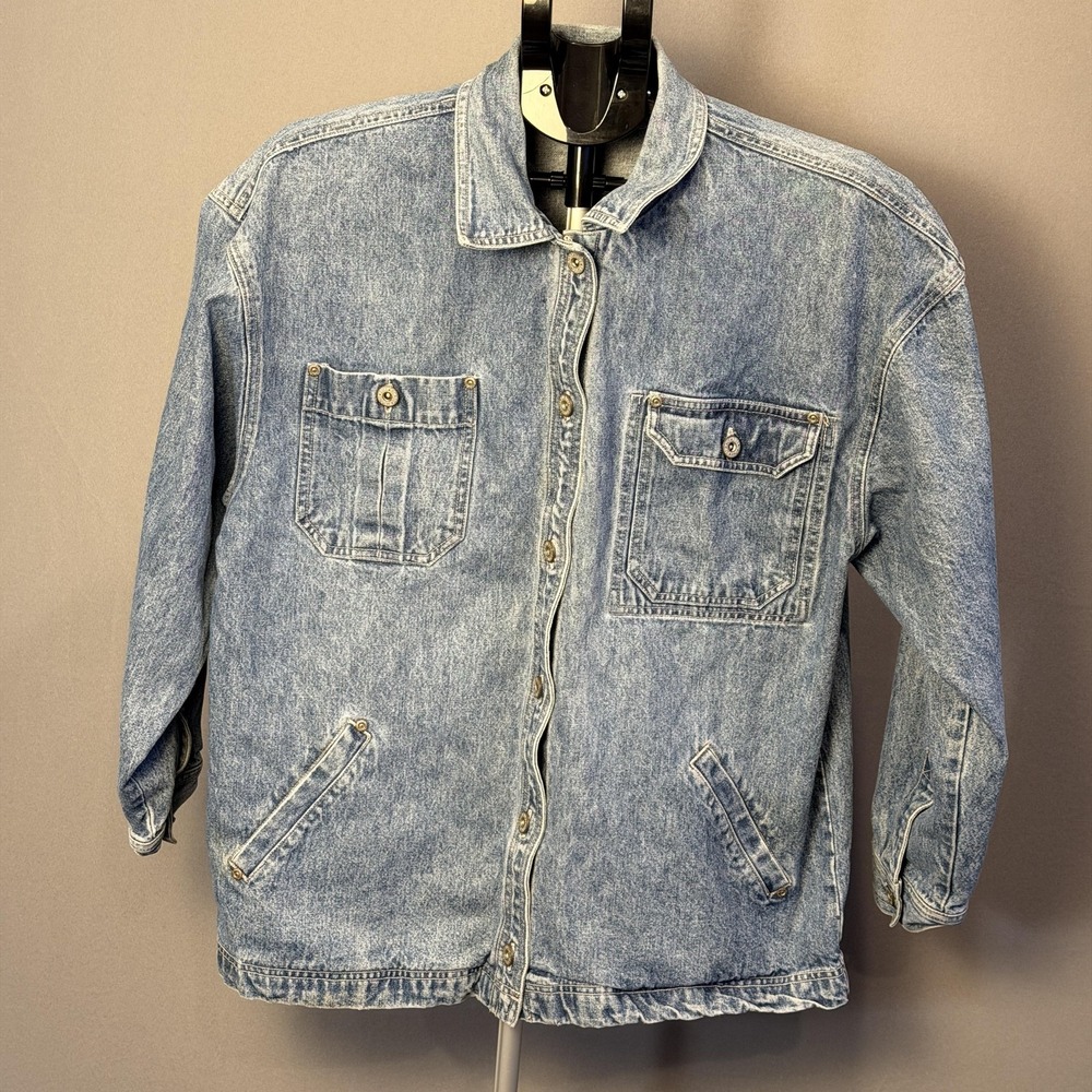 Vintage Bill Blass Jeans Jacket Mens Large Blue Denim Button Front Hong Kong 90s